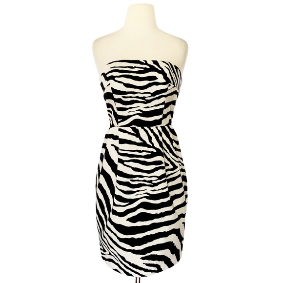 Express zebra stripe strapless dress size 4 - Picture 1 of 5